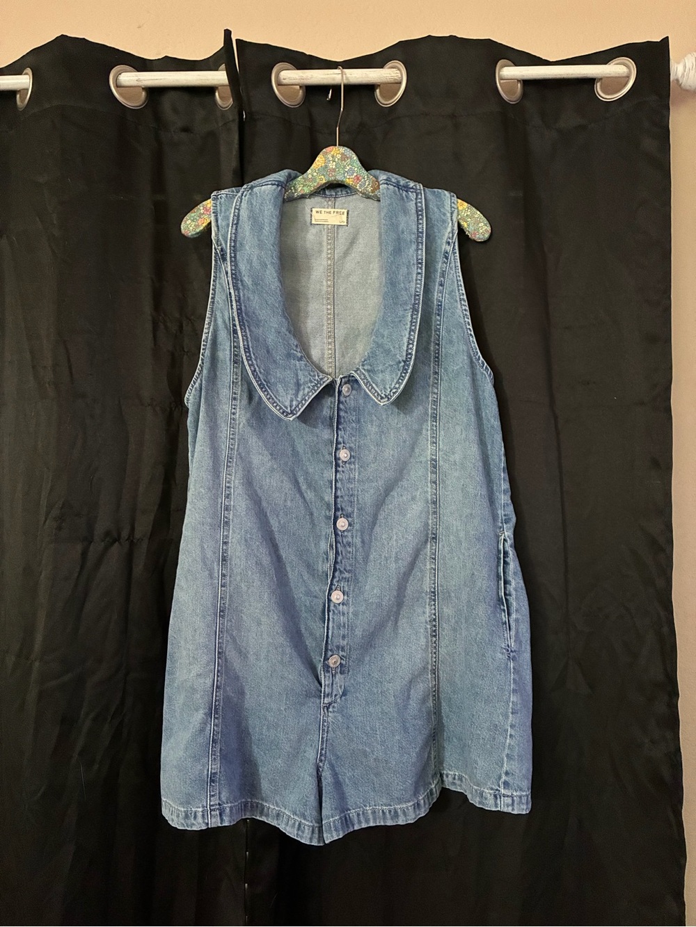 Free People Light Blue Denim Button-Up Tunic